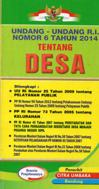 UNDANG-UNDANG R.I. NOMOR 6 TAHUN 2014 TENTANG DESA